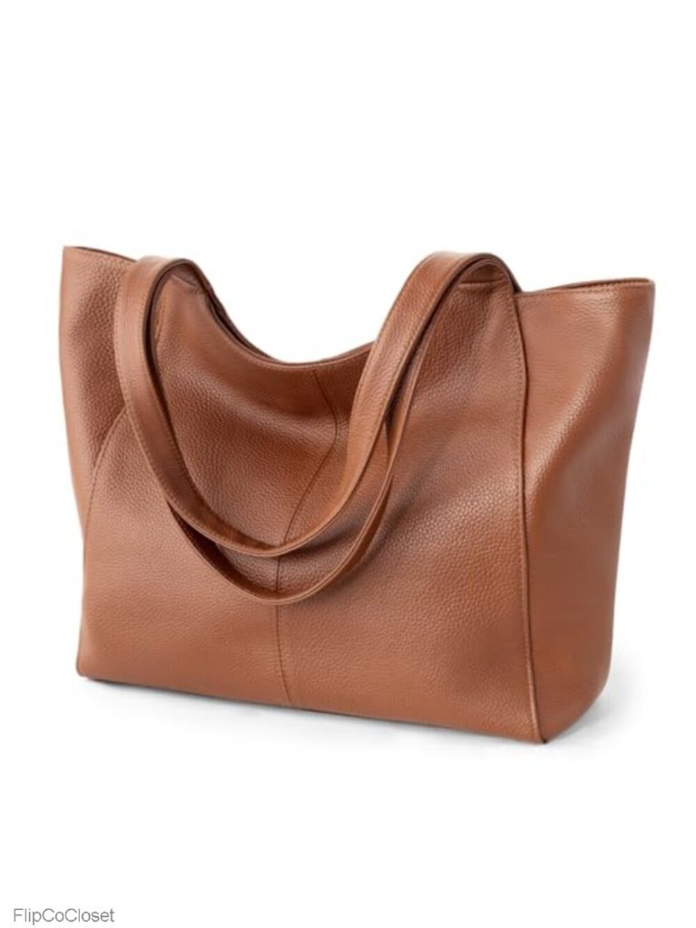 Soft Genuine Leather Tote Bag for Women Work Zipper Slouchy